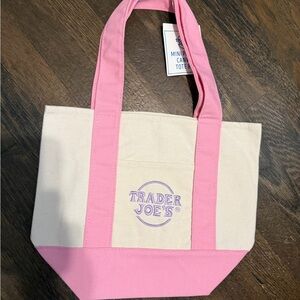 Mini Pink and Cream Canvas Tote Bag